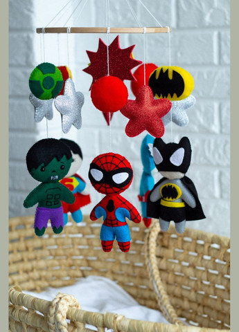 Детский мобиль на кроватку для младенцев WooolyWool «Супер-герои» No Brand (342757893)