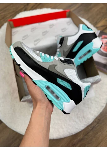 КРОССОВКИ ЖЕНСКИЕ NIKE AIR MAX 90 RECRAFT WMNS HYPER TURQUOISE WHITE GRAY НАЙК АИР МАКС 90 БЕЛЫЕ No Brand белые демисезоны (391939014)