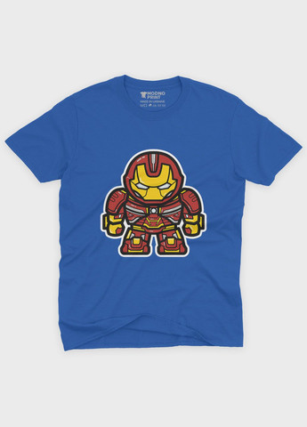 Синя демісезонна футболка для дівчинки з принтом супергероя - залізна людина (ts001-1-grr-006-016-005-g) Modno