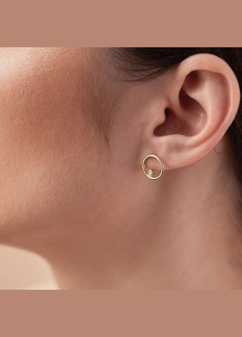 Золоті сережки - пусети Кругообіг з фіанітами с08354 Oniks (264392818)