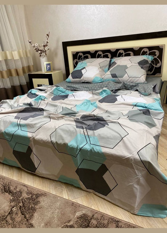 Постільна білизна бавовняна Мане Євро Простирадло на гумці 160x200х20 Бязь Сіра 50 х 70 No Brand (332796751)