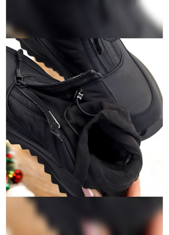 Жіночі зимові термодутики чорні на хутрі водонепроникні для снігу та морозу MD Дутики (369719500)