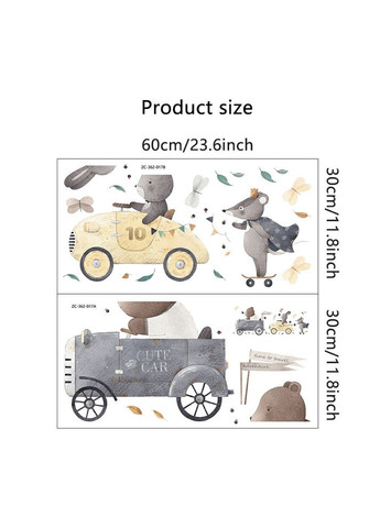 Наклейки на стіну Мишка і зайчик на машинках на скейті (лист 60 х 60 см) АРТ Б6 No Brand (303140267)