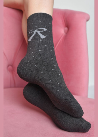 Темно-сірі шкарпетки жіночі махрові темно-сірого кольору Let's Shop малюнки (305741647)