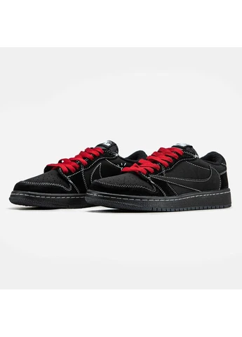 Черные демисезонные кроссовки мужские nike air jordan 1 low x travis scott найк аир джордан No Brand