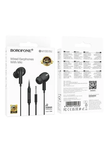 Наушники проводные BM100 Pro (3.5mm) Black Borofone BM100 Pro Fuente (388345305)