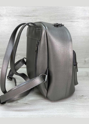 Маленький жіночий рюкзак на 2 відділення декорований ланцюжком «Андрес» з екошкіри кольору металік WeLassie (298920931)