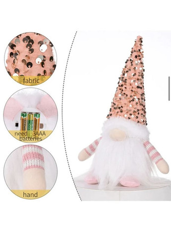 Новогодний Гном Рождественский Эльф светящийся + батарейки No Brand (306554380)