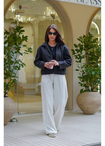 Графітове демісезонне Жіноче пальто коротке оверсайз FINO Mode