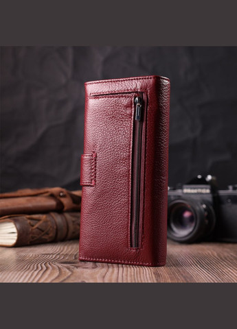 Жіночий гаманець на чотири відділення для купюр із натуральної шкіри із монетницею 22550 Бордовий st leather (306881610)