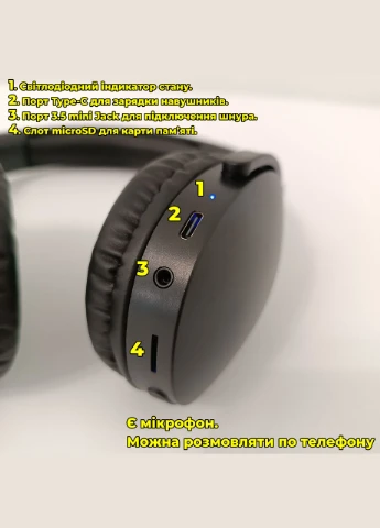Беспроводные наушники Wir Wireless Bluetooth, 3.5 mini jack, microSD, FMрадио. цвет No Brand (315517374)