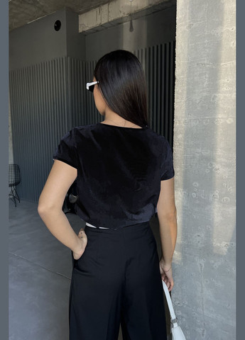 Черная летняя классическая стильная блуза из креп-шифона INNOE Блуза