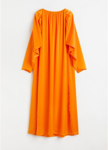 Помаранчева коктейльна жіноча об'ємна атласна сукня н&м (57040) xs оранжева H&M