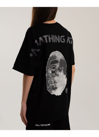 Футболка чёрная Bape A Bathing Ape Head Moon Black Tee Unisex (356677802)