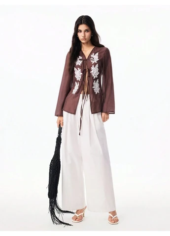 Коричневая блуза SHEIN