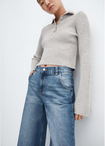 Темно-сині джинси wide leg рівні прямі широкі Mango - (363979865)