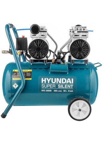 Компрессор воздушный HYC 3050S (2 кВт, 300 л/хв, 50 л) безмасляный 4-цилиндровый (26088) Hyundai (342758934)