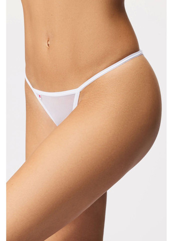 Белый демисезонный стринги с кружевной вставкой luiza white Obsessive