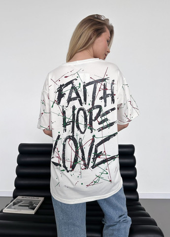 Оверсайз футболка женская Faith Hope Love No Brand - (322774331)