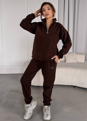 Базовий повсякденний демісезонний флісовий костюм двійка: кофта на блискавці + штани Tik-Tak (366470574)