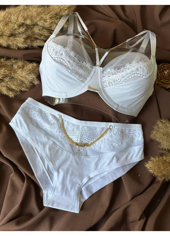 Белый комплект кружевной бюстгальтер и трусики-слипы 11499 белый Lanny Mode