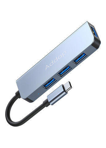 USB Type-C Hub, концентратор для ноутбука UH-06, Хаб на 4 порта Addap (375460620)