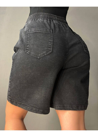 Шорты женские джинсовые Yingguoxiang 9062-1 мом с резинкой на талии и подворотом черные No Brand (332564932)