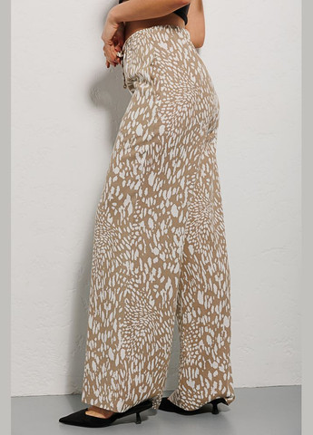 Женские льняные штаны бежевые с леопардовыми пятнами Arjen (289787700)