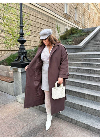 Коричневое демисезонное Пальто Утепленное на синтепоновой подкладке пальто-рубашка Україна