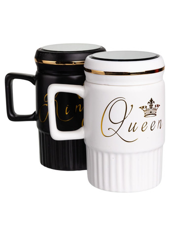 Парні чашки порцелянові King & Queen 450 мл з кришкою Yiwu (373639765)