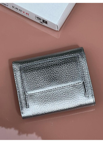 Жіночий гаманець із срібної натуральної шкіри Туреччина на кнопці, зовнішнє відділення для монет Karya (355803757)