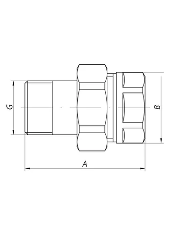 Сгон-американка (хром) 1" прямой KR.341.CHR (KR2704), латунь CW617N хромированная, стальной цвет KOER (399428210)