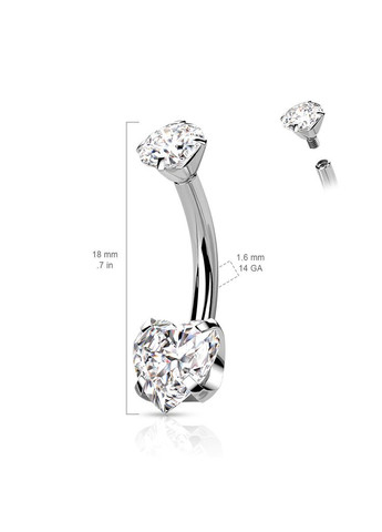 Титанова сережка-банан для пірсингу пупка TIN16-141158-C (Штанга: 11мм, Колір каменю: Прозорий) Spikes (333698109)