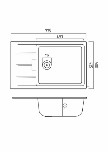 Гранитная мойка для кухни ROMA 7850 матовая Черный металлик Valeso (342069518)