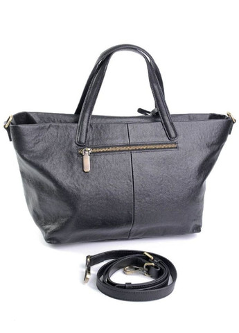 Женская сумка с двумя ручками из натуральной кожи вместительная черная No Brand (349821698)