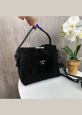 Жіноча замшева міні сумочка на плече стиль Guess, чорна сумка для дівчат Гесс No Brand (334730868)