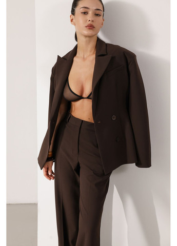 Темно-коричневый женский блейзер приталенный шоколадный 854 Papaya - всесезон