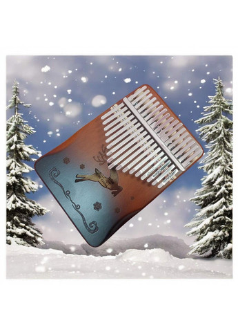 Музичний інструмент Калімба Kalimba на 17 язичків Ручне фортепіано Коричневий Олень сніжинки K-17-07K No Brand (370719026)