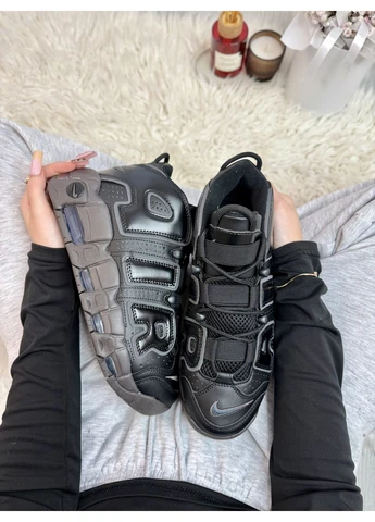 КРОССОВКИ ЖЕНСКИЕ NIKE AIR UPTEMPO BLACK НАЙК АПТЕМПО ЧЕРНЫЕ No Brand чёрные демисезоны (392006012)
