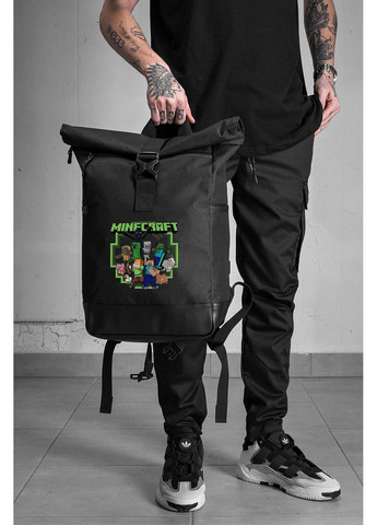 Повседневный Рюкзак Роллтоп Школьный Для Мальчика С Принтом Майнкрафт Black Without (360655562)