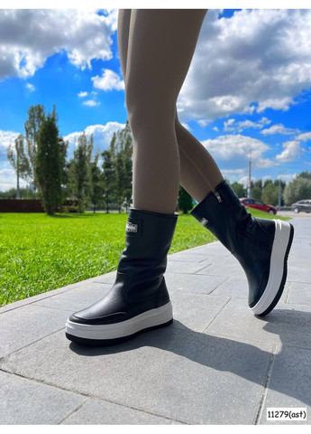 Чоботи зимові з натуральної шкіри флотар чорного кольору No Brand Чоботи (364958073)