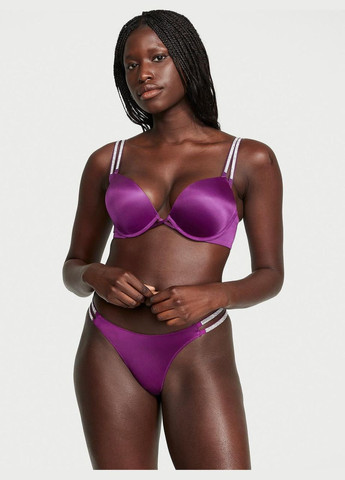 Фіолетовий демісезонний комплект (ліф+трусики бразиліана) зі стразами double shine strap 70b/xs фіолетовий Victoria's Secret