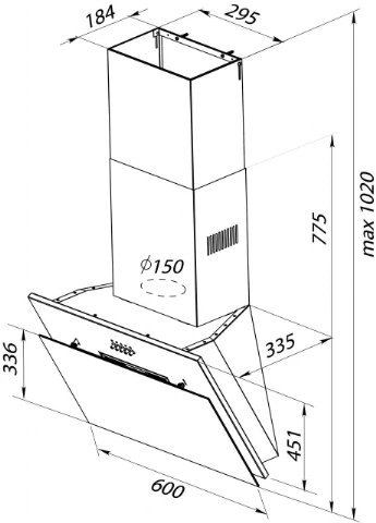 Вытяжка NR-MG 60 (850) M BL Pyramida (393536907)