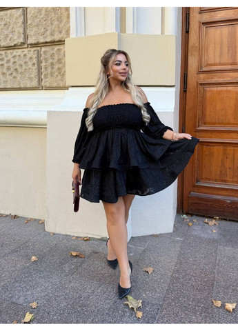 Чорна святковий, коктейльна, вечірня, кежуал мережевна сукня-трансформер з пишною спідницею, бебі долл Україна однотонна