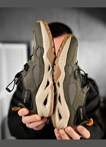 Оливковые (хаки) летние стильные мужские кроссовки сетка хаки Freedom
