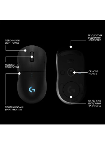 Миша Bluetooth G PRO 2 Wireless LIGHTSPEED - BLACK (L910-007295) Logitech (402286320)