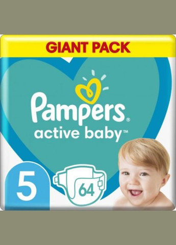 Підгузок Active Baby Junior Размер 5 (1116 кг) 64 шт (8001090949974) Pampers active baby junior размер 5 (11-16 кг) 64 шт (268140664)