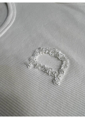 Майка женская A-N 27035 в рубчик с вышивкой буквы D пайетками No Brand — 335630892