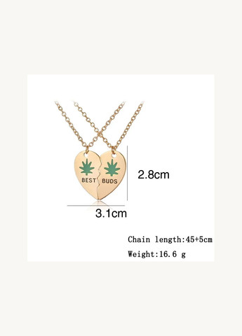 Парні підвіски найкращі друзі Best Buds з коноплею кулони дві половинки серця best friends No Brand (339869741)