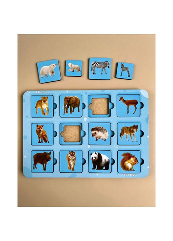 Деревянный пазл-сортер "Мама и малыш" (ПСФ087) PSF087 дикие животные Ubumblebees (363128241)